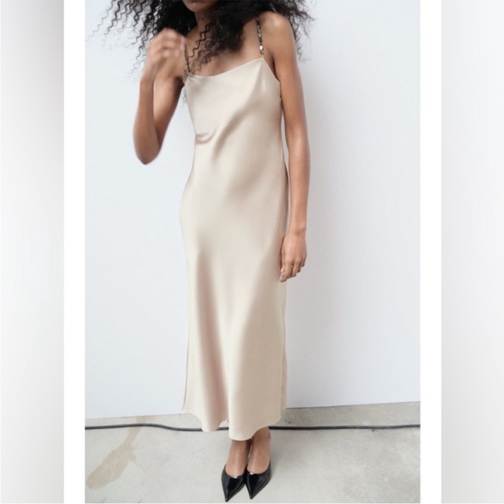 ZARA Champagne Slip Dress